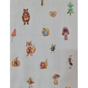 Lavete din muselina 4 buc,  40x40 cm, animale Kreis Design