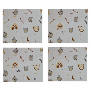 Lavete din muselina 4 buc,  40x40 cm, animale Kreis Design
