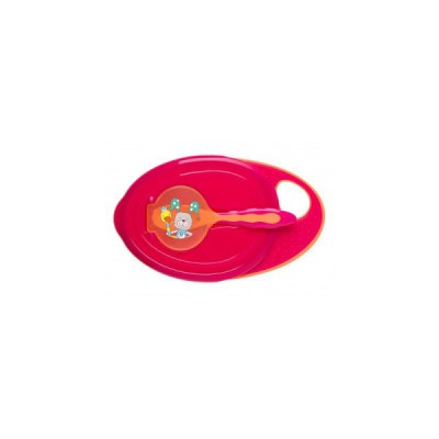 Castronel cu capac si lingurita raspberry/mandarine Rotho babydesign